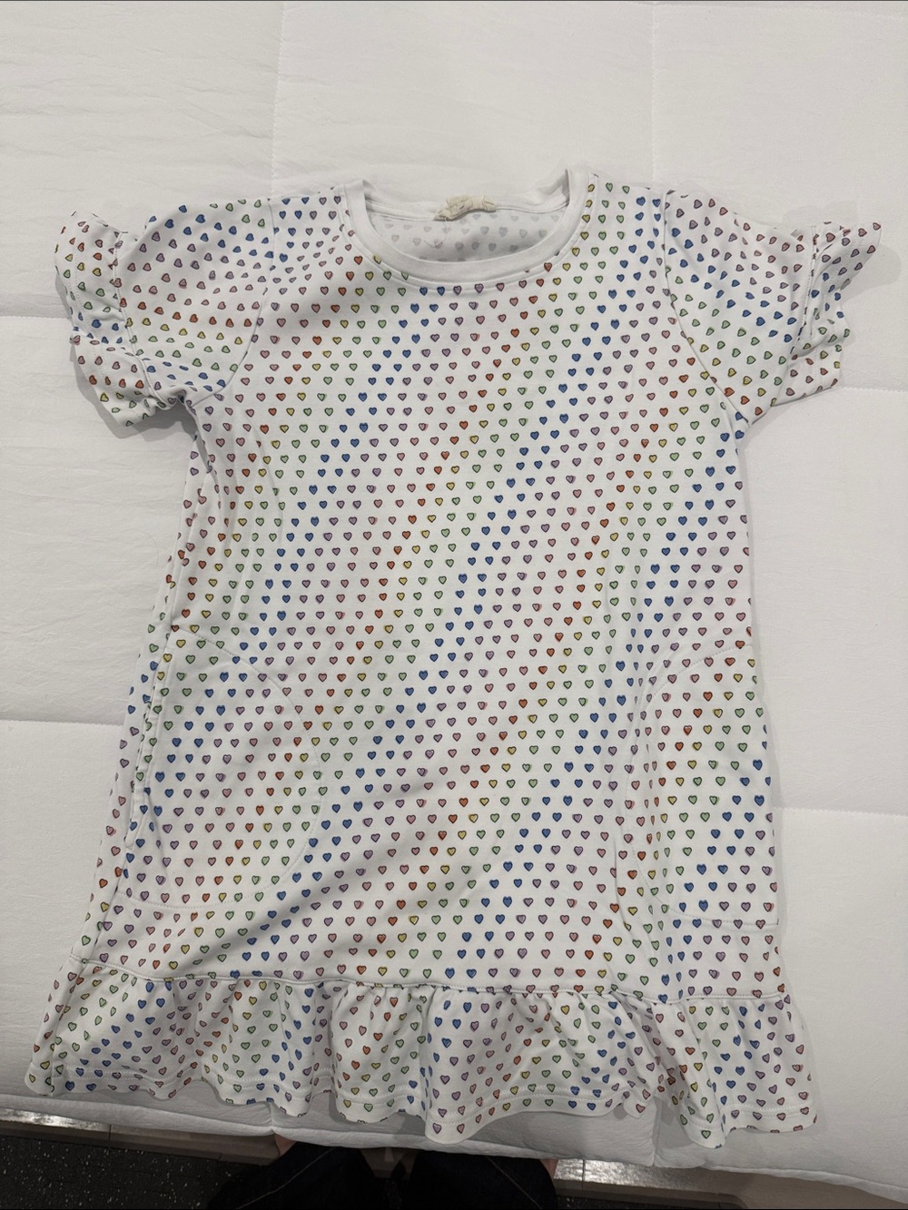 Roller Rabbit Kids White Nightgown with Rainbow Heart Print